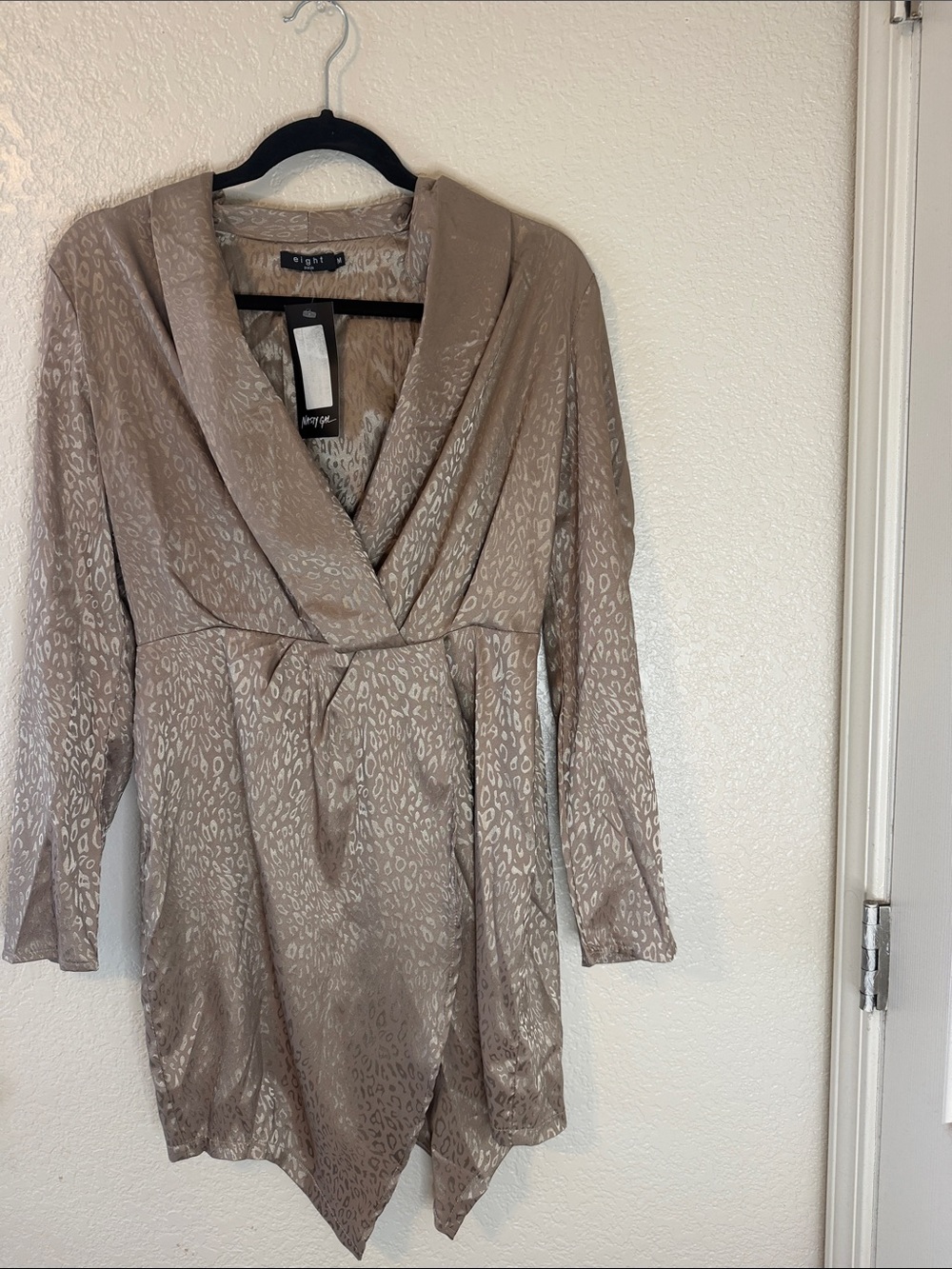 Eight Paris  Leopard-Print Wrap-Style Long Sleeve Dress